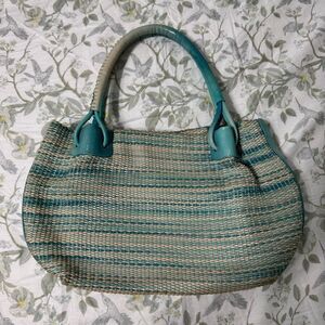 Monsac Original Vintage Blue Woven Leather Bag